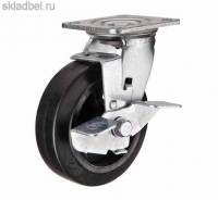 SCdb 80 Поворотная колесная опора б/г с торм. черн. рез. (D200)(6)