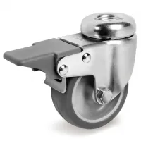 Колесо Tellure Rota 387203  d=80/24, серая резина/полипропилен, поворотное с торм, отверстие крепления 12 мм, г/п=70кг