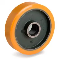 Колесо Tellure Rota 644166 под ось, диаметр 200 мм, грузоподъемность 1600кг, полиуретан TR / чугун, шариковый подшипник в комплект не входит