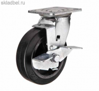 SCdb 85 Поворотная колесная опора б/г с торм. черн. рез. (D250)